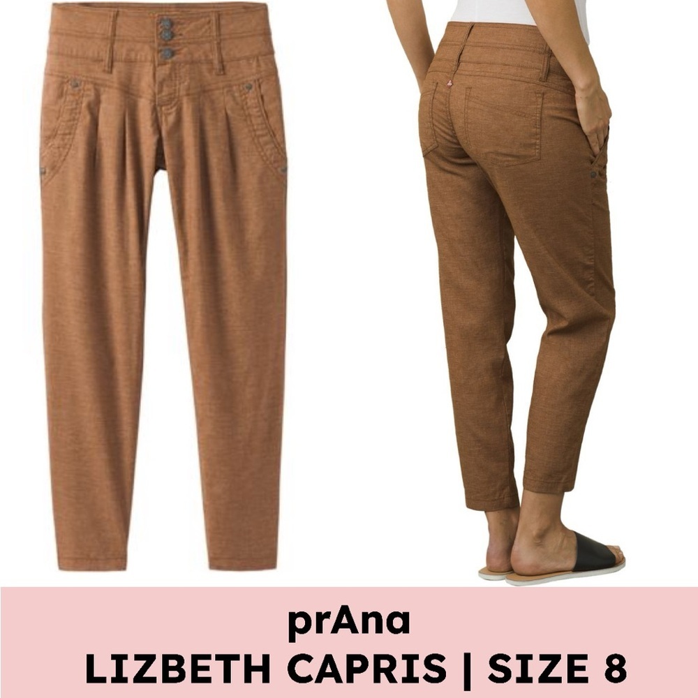 prAna Linen Cotton Pleated Tapered Pants Quiet Luxury Capsule Wardrobe Brown 8 - Picture 2 of 10